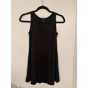 Eileen Fisher Black Sleeveless Scoop Neck Silk Tunic Tank Top Minimalist Sz XXS